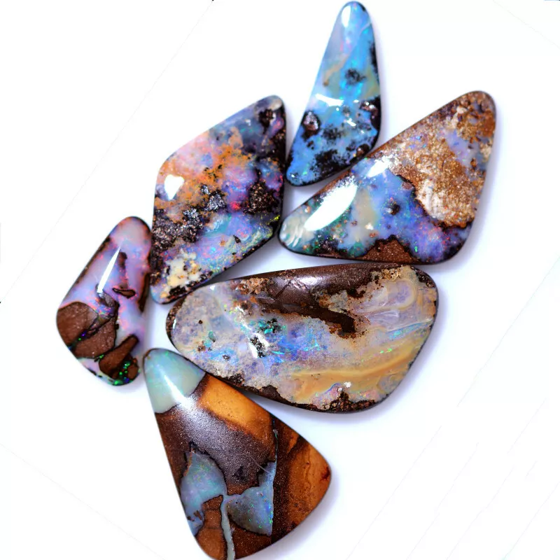 44.8Cts Parcel 6 x Australian Boulder Opal Colour Winton, Queensland Big Opals