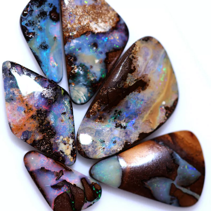 44.8Cts Parcel 6 x Australian Boulder Opal Colour Winton, Queensland Big Opals - Image 2