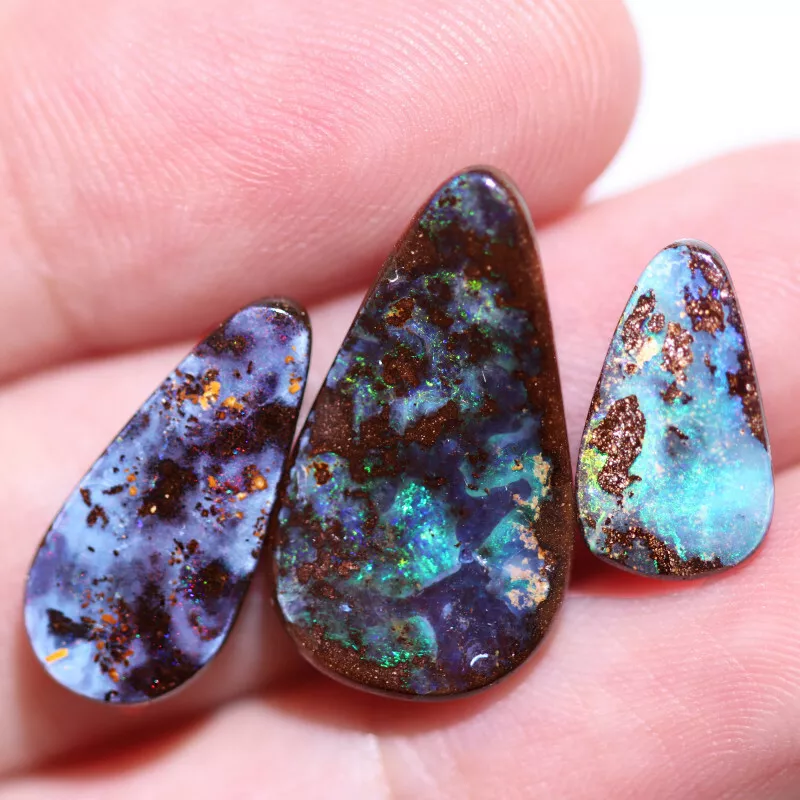 13.6Cts Parcel 3 x Australian Boulder Opals Colour Winton, Queensland Big Opals - Image 2