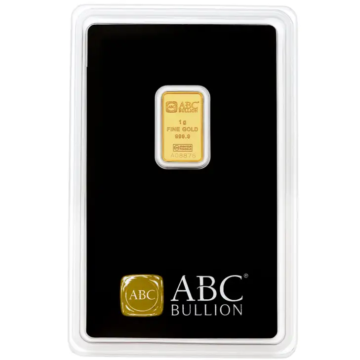 1g ABC Bullion Gold Minted Tablet Bar 99.99% Gold