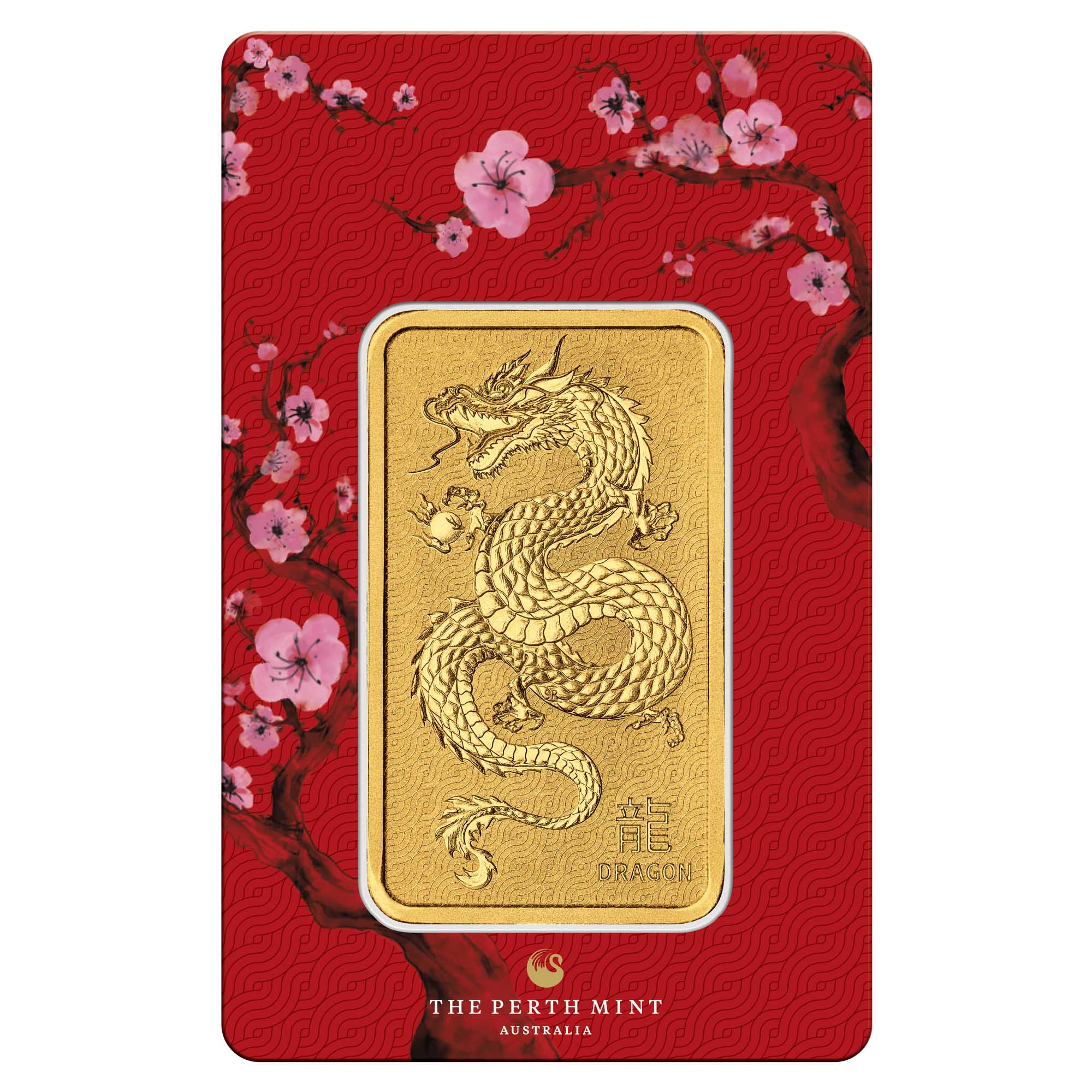 The Perth Mint 1oz Gold Lunar Dragon Minted Bar (Pure Gold 99.99%)
