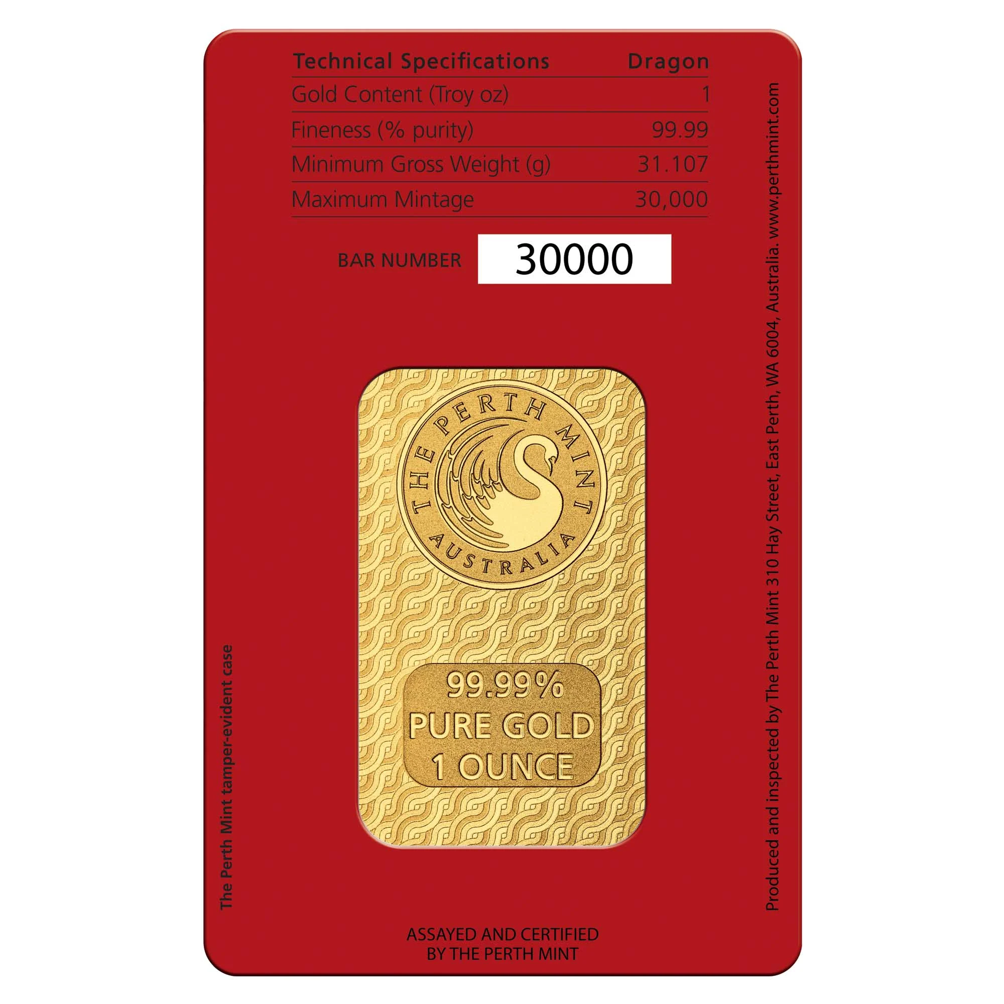 The Perth Mint 1oz Gold Lunar Dragon Minted Bar (Pure Gold 99.99%) - Image 2